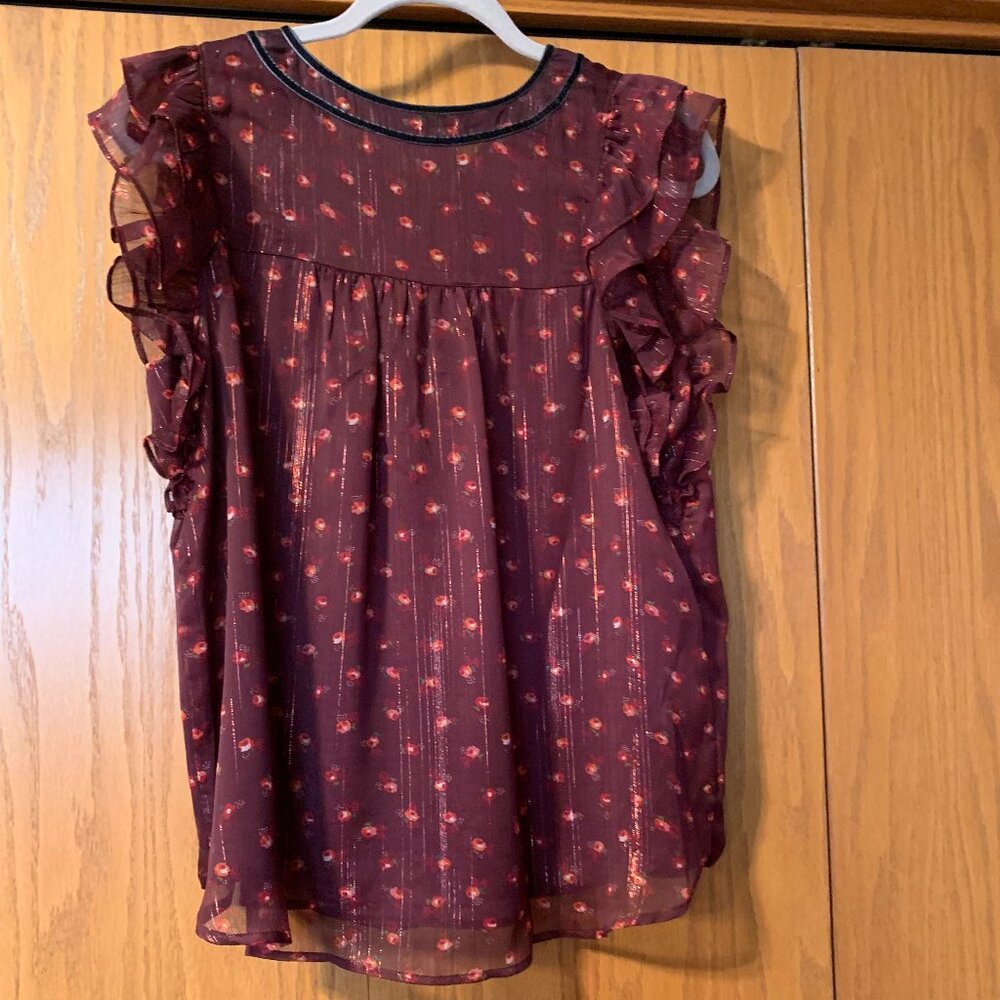 Loft Ruffled Sleeve Blouse Size S - Picture 2 of 7